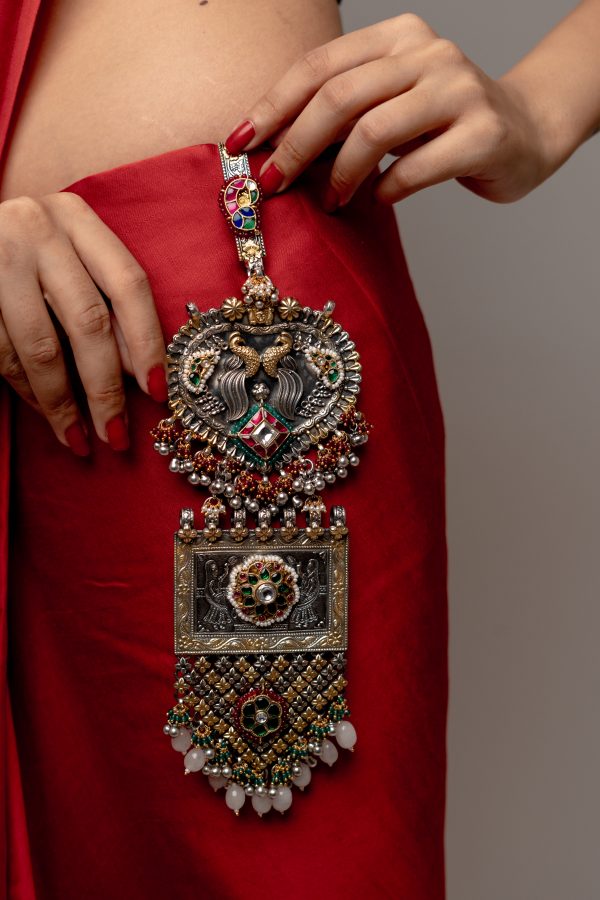 925 Singal lock antiq moti-kundan juda