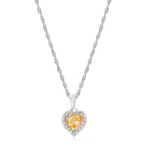925 yellow stone heart desigen chain pendent