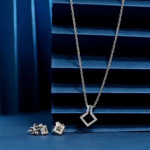 925 half square open design chain p.set