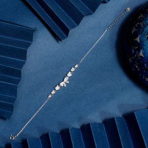 925 heart cut dimonds with single dimond loose bracelate